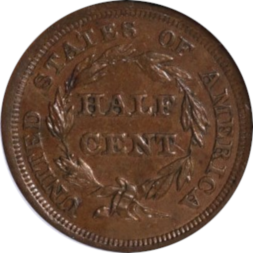 1851-1/2c--Braided-Hair-Half-Cent-#3